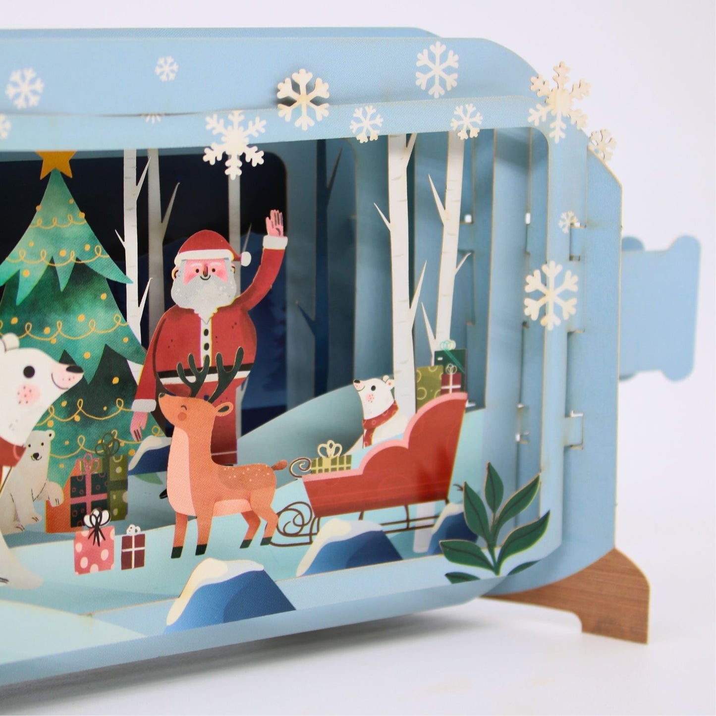 Message In A Bottle 3D Pop Up Christmas Card Cute Waving Santa Xmas Greeting