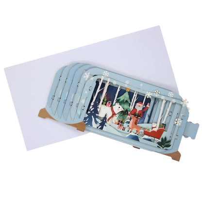 Message In A Bottle 3D Pop Up Christmas Card Cute Waving Santa Xmas Greeting