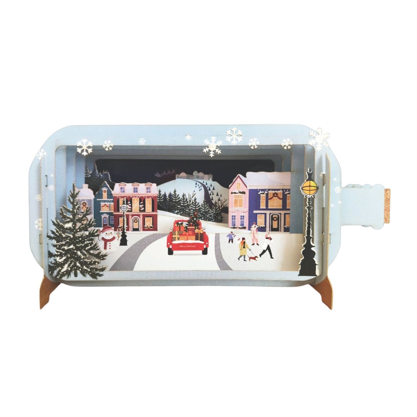 Message In A Bottle 3D Pop Up Christmas Card Collecting The Tree Xmas Greeting