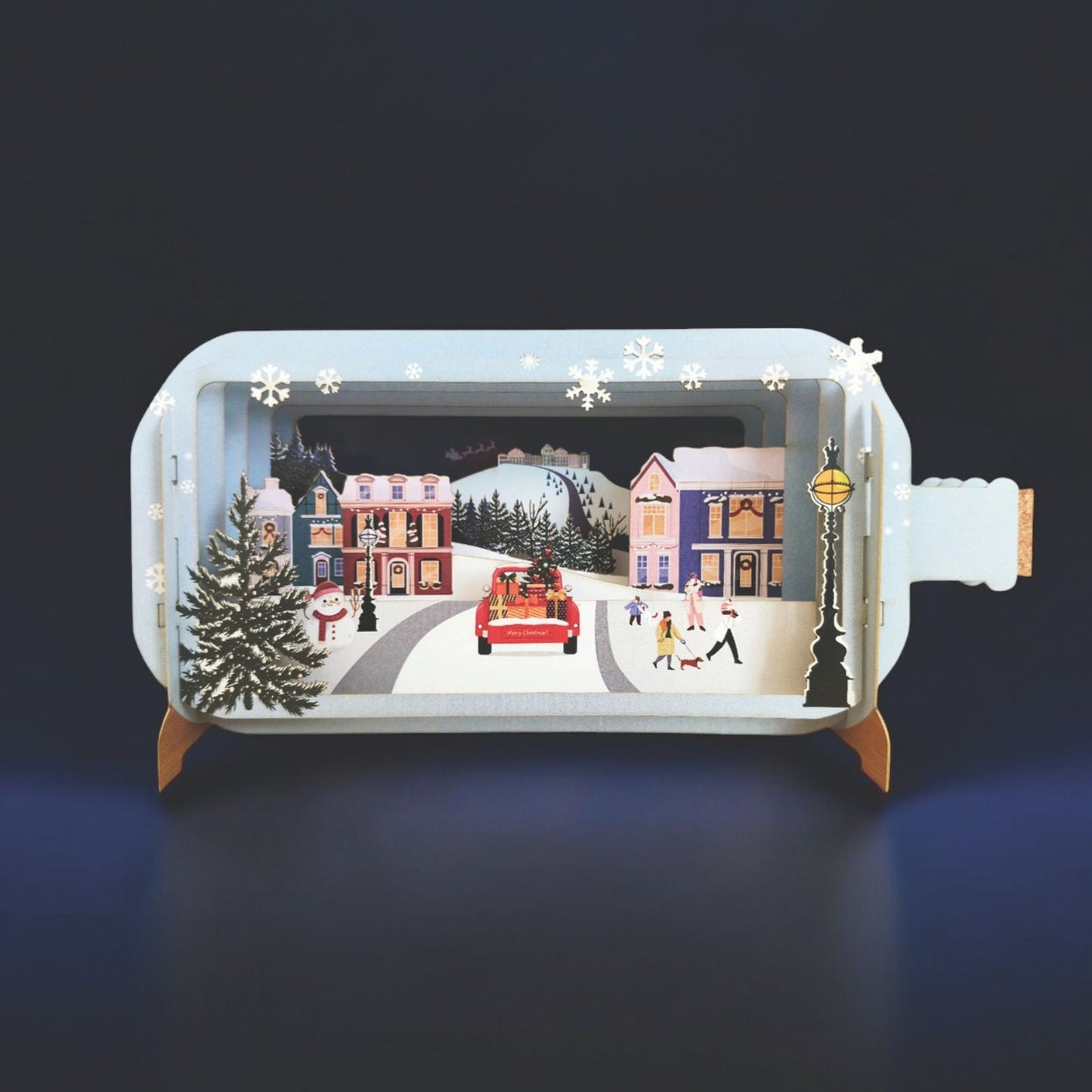 Message In A Bottle 3D Pop Up Christmas Card Collecting The Tree Xmas Greeting