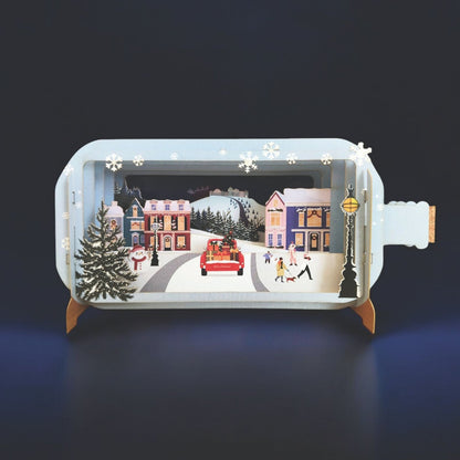 Message In A Bottle 3D Pop Up Christmas Card Collecting The Tree Xmas Greeting