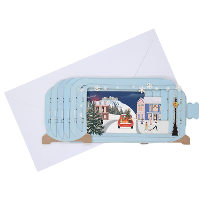 Message In A Bottle 3D Pop Up Christmas Card Collecting The Tree Xmas Greeting