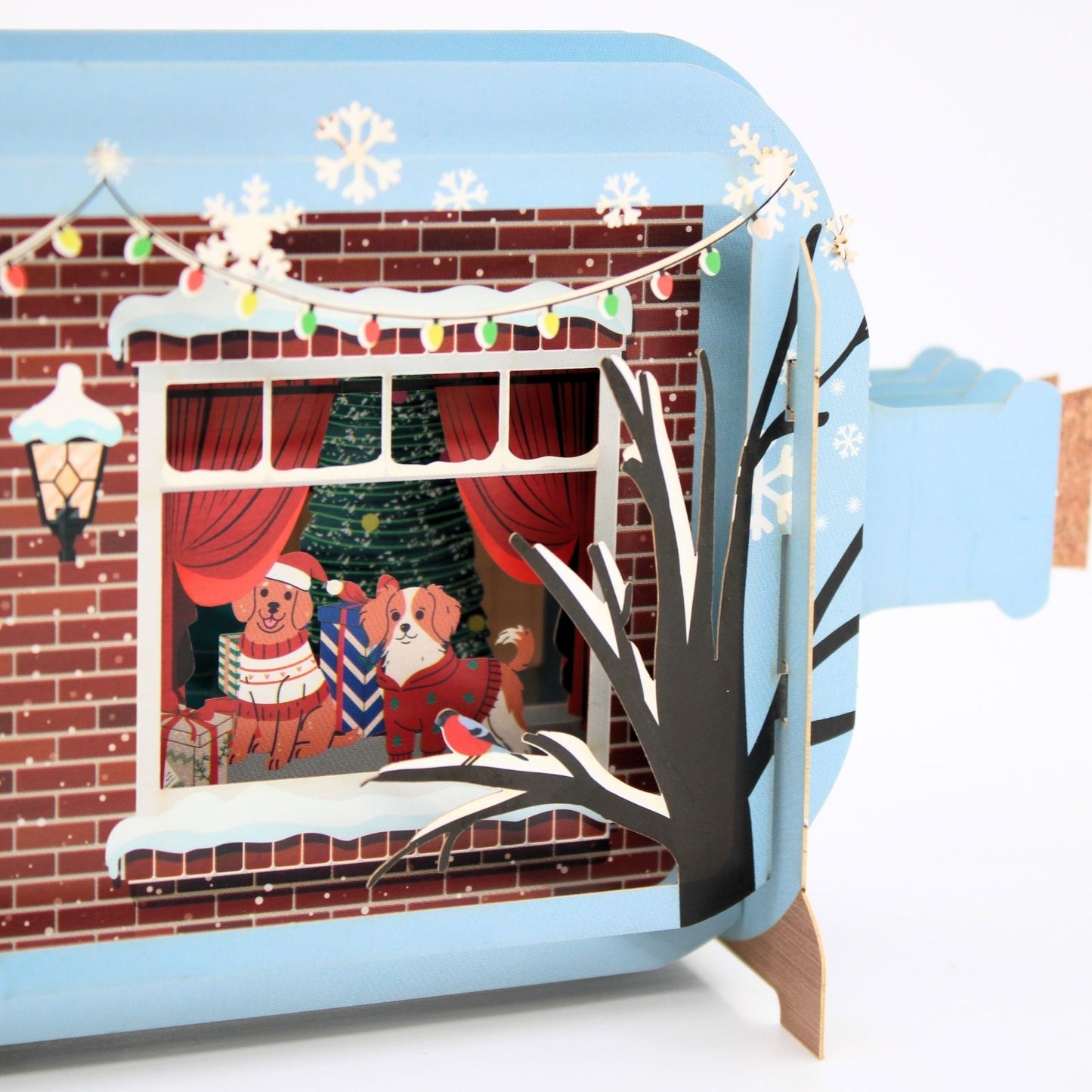 Message In A Bottle 3D Pop Up Christmas Card Festive Dogs At Window Xmas Cards