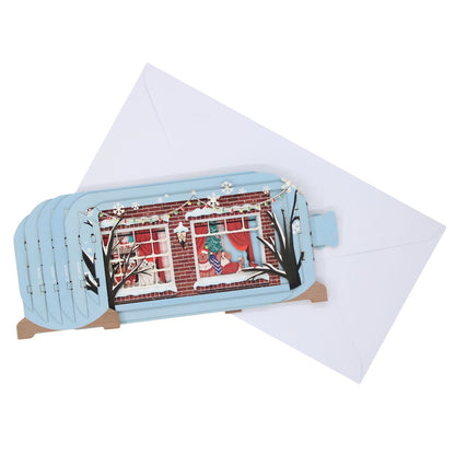 Message In A Bottle 3D Pop Up Christmas Card Festive Dogs At Window Xmas Cards