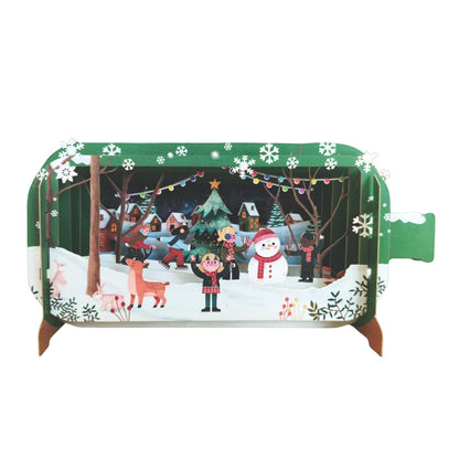 Message In A Bottle 3D Pop Up Christmas Card Children Playing Xmas Greeting Card