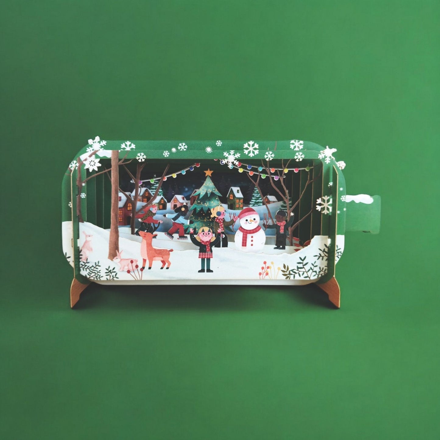 Message In A Bottle 3D Pop Up Christmas Card Children Playing Xmas Greeting Card
