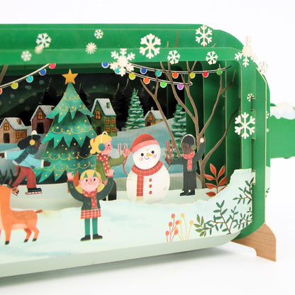Message In A Bottle 3D Pop Up Christmas Card Children Playing Xmas Greeting Card