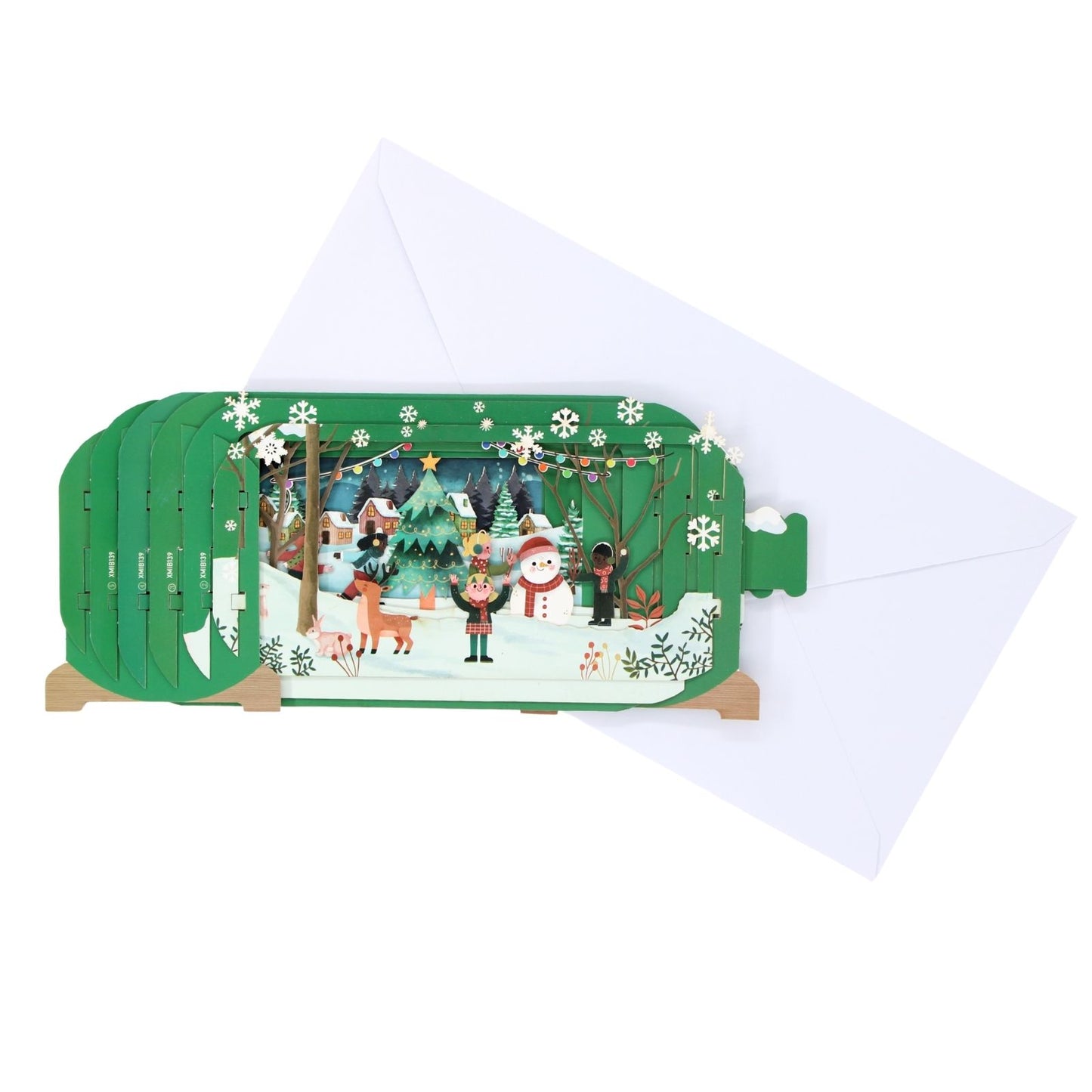 Message In A Bottle 3D Pop Up Christmas Card Children Playing Xmas Greeting Card