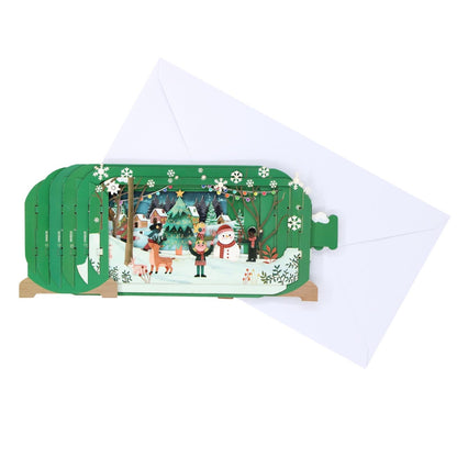 Message In A Bottle 3D Pop Up Christmas Card Children Playing Xmas Greeting Card