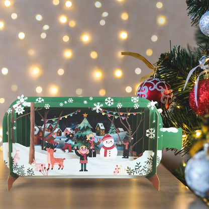 Message In A Bottle 3D Pop Up Christmas Card Children Playing Xmas Greeting Card