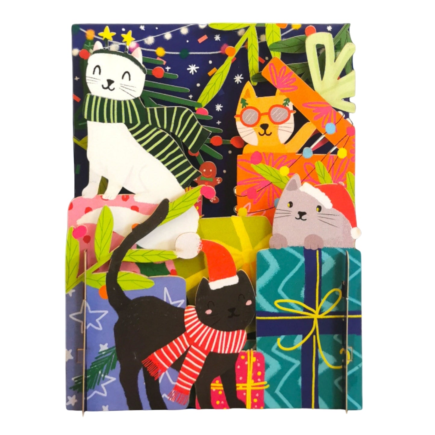 Alljoy 3D Xmas Cats Purrfectly Festive Pop Up Christmas Greeting Card