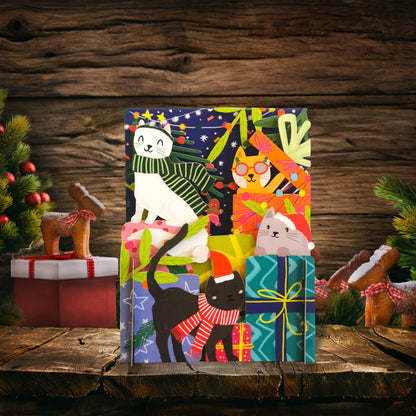 Alljoy 3D Xmas Cats Purrfectly Festive Pop Up Christmas Greeting Card