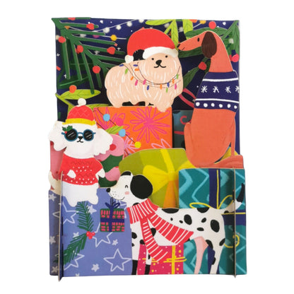 Alljoy 3D Xmas Festive Dogs Pop Up Christmas Greeting Card
