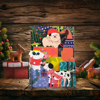 Alljoy 3D Xmas Festive Dogs Pop Up Christmas Greeting Card