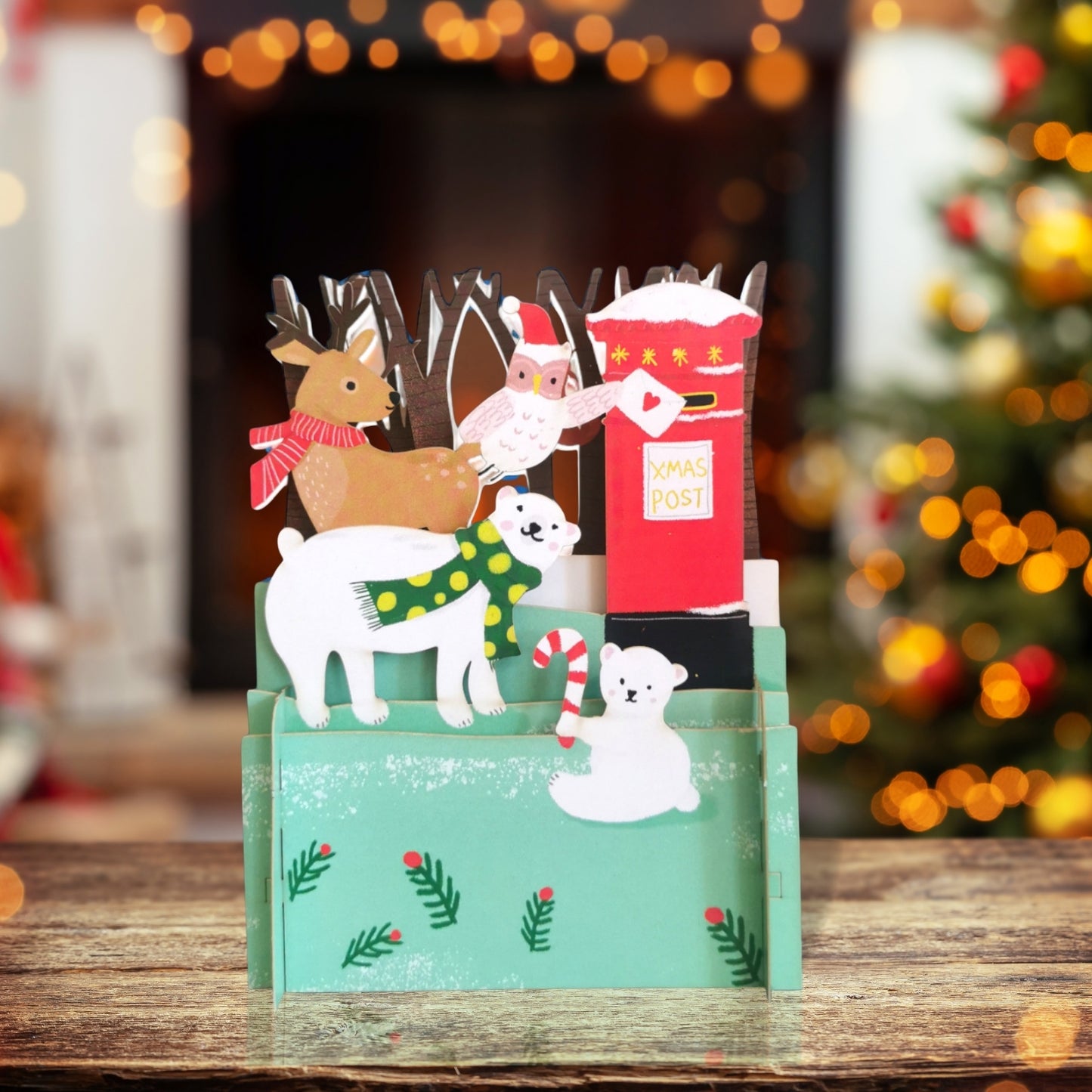 Alljoy 3D Animals Posting Cards Pop Up Christmas Greeting Card