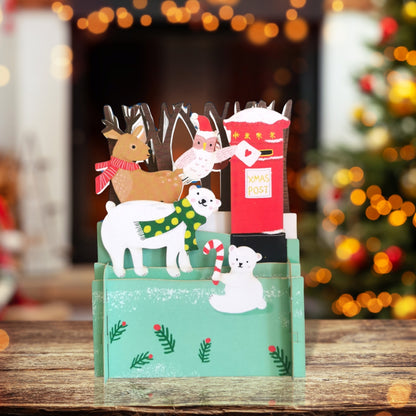 Alljoy 3D Animals Posting Cards Pop Up Christmas Greeting Card