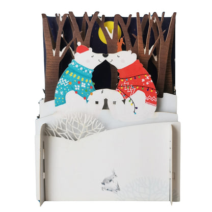 Alljoy 3D Polar Bears Kissing Pop Up Christmas Greeting Card