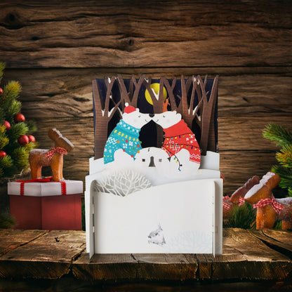 Alljoy 3D Polar Bears Kissing Pop Up Christmas Greeting Card