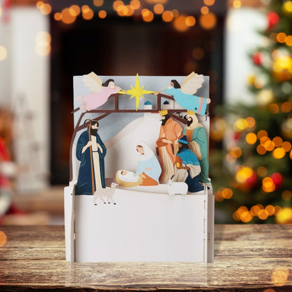 Alljoy 3D Religious Nativity Scene Pop Up Christmas Greeting Card