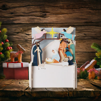 Alljoy 3D Religious Nativity Scene Pop Up Christmas Greeting Card