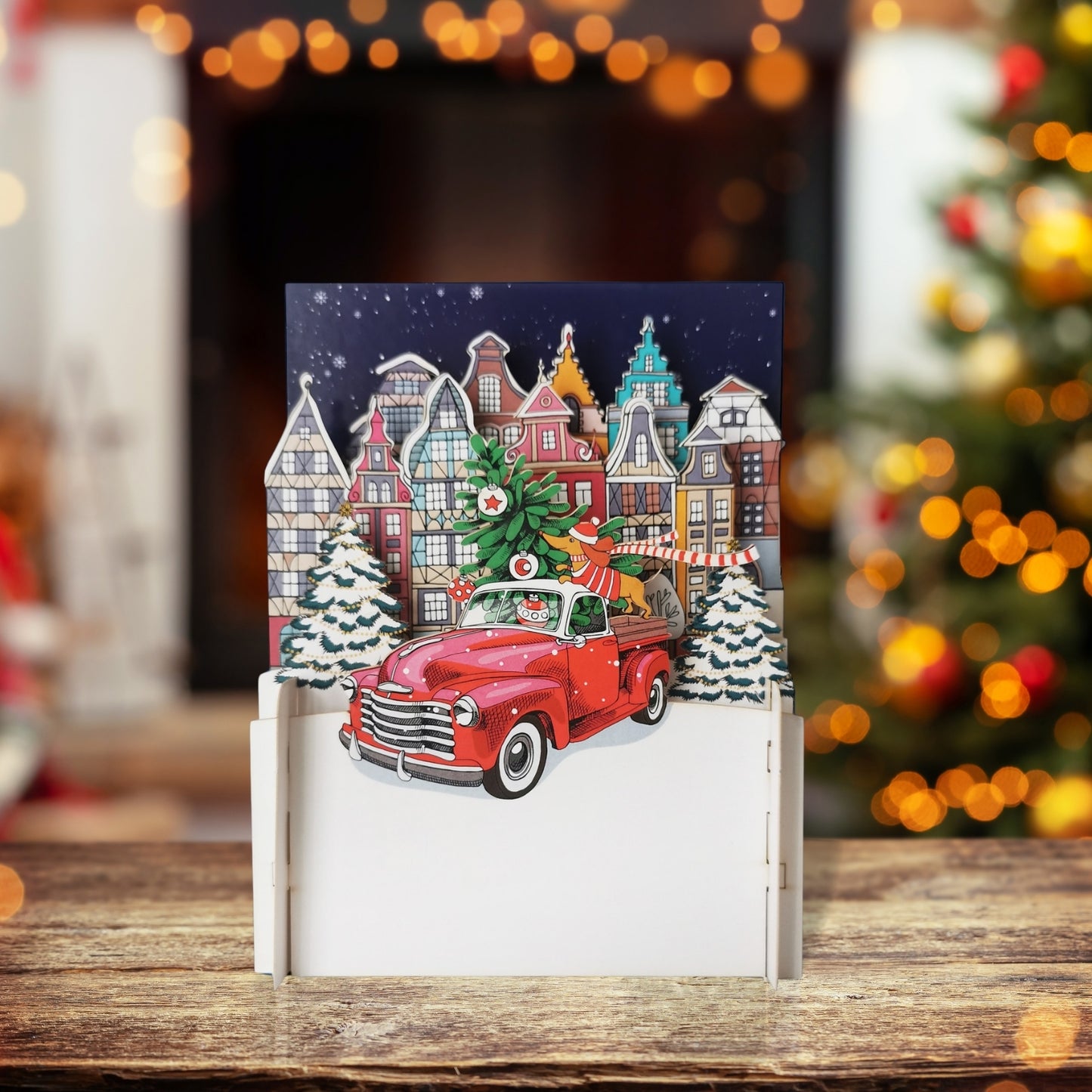 Alljoy 3D Dog Fetching The Pawsome Tree Pop Up Christmas Greeting Card