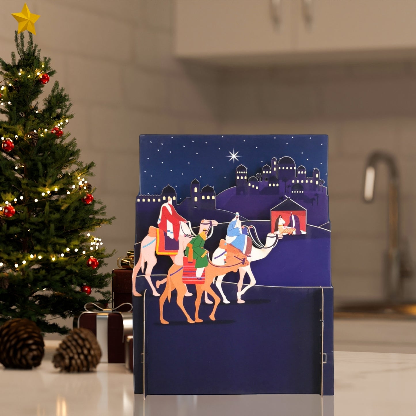 Alljoy 3D Three Wise Men Religious Pop Up Christmas Greeting Card