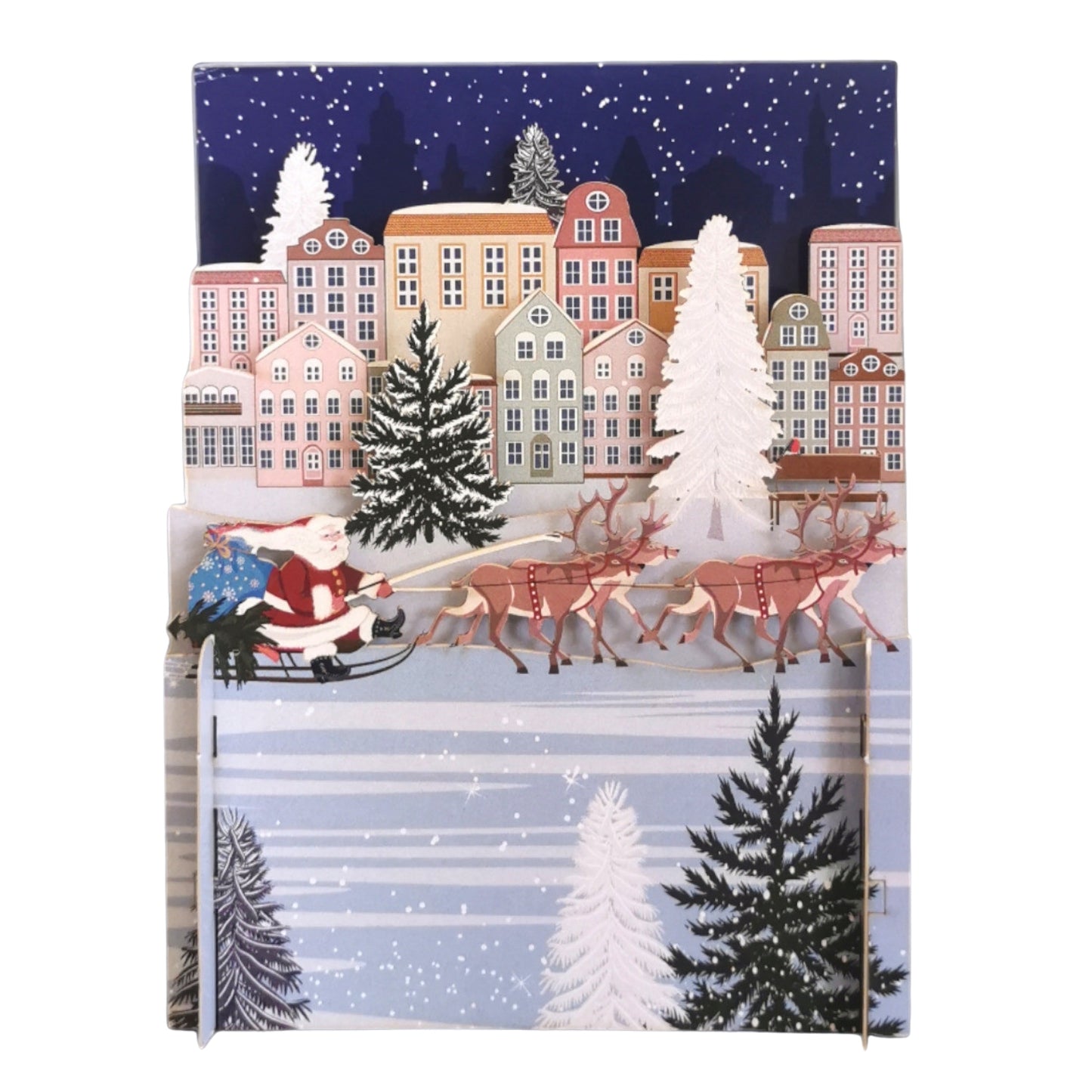 Alljoy 3D Santa's Sleigh & Reindeers Pop Up Christmas Greeting Card
