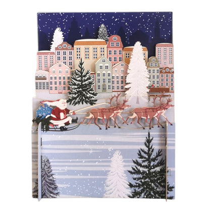 Alljoy 3D Santa's Sleigh & Reindeers Pop Up Christmas Greeting Card
