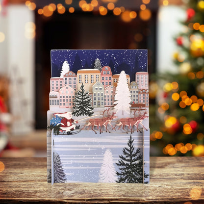 Alljoy 3D Santa's Sleigh & Reindeers Pop Up Christmas Greeting Card