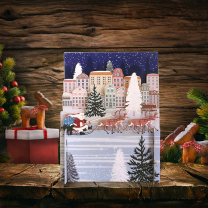Alljoy 3D Santa's Sleigh & Reindeers Pop Up Christmas Greeting Card