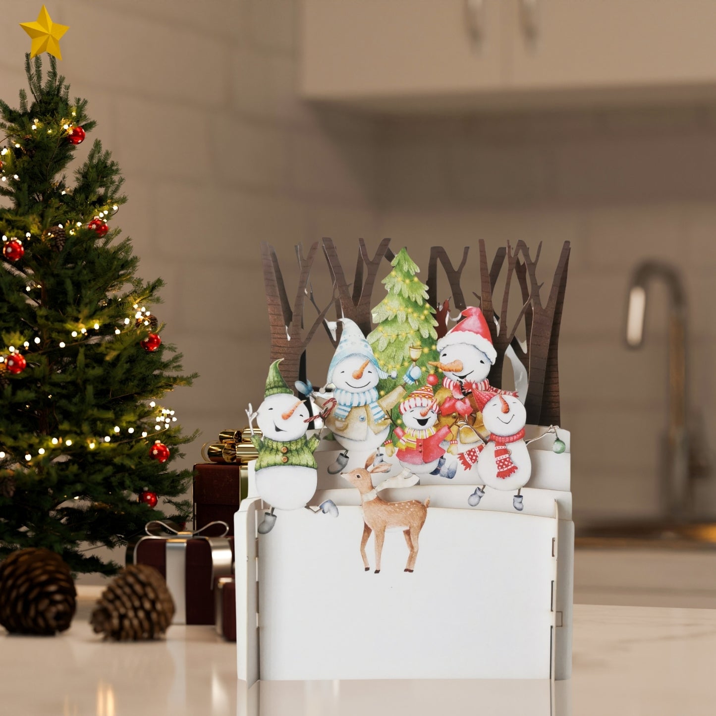 Alljoy 3D Snowman Fun Pop Up Christmas Greeting Card