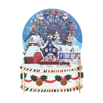 Pop Up 3D Christmas Card Winter Village Fair Freestanding Xmas Greeting Cards