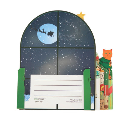 Pop Up 3D Christmas Card Festive Decorated Cats Freestanding Xmas Greeting Cards