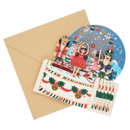 Pop Up 3D Christmas Card The Nutcracker Freestanding Xmas Greeting Cards
