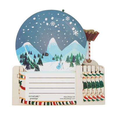 Pop Up 3D Christmas Card Festive Snowy Carousel Freestanding Xmas Greeting Cards