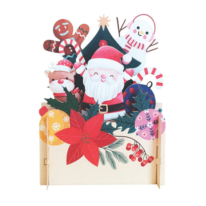 Pop Up 3D Christmas Card Cute Santa & Friends Freestanding Xmas Greeting Cards