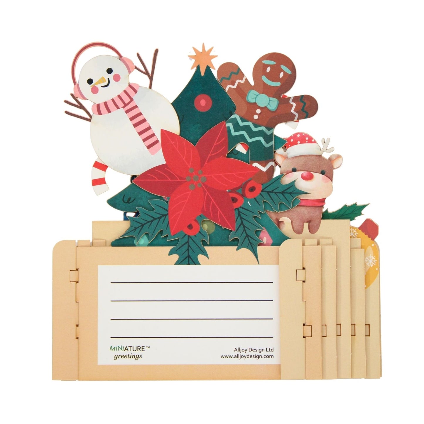 Pop Up 3D Christmas Card Cute Santa & Friends Freestanding Xmas Greeting Cards