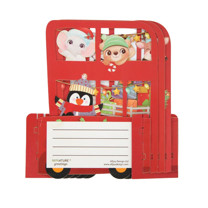 Pop Up 3D Christmas Card Cute Santa's Bus Freestanding Xmas Greeting Cards