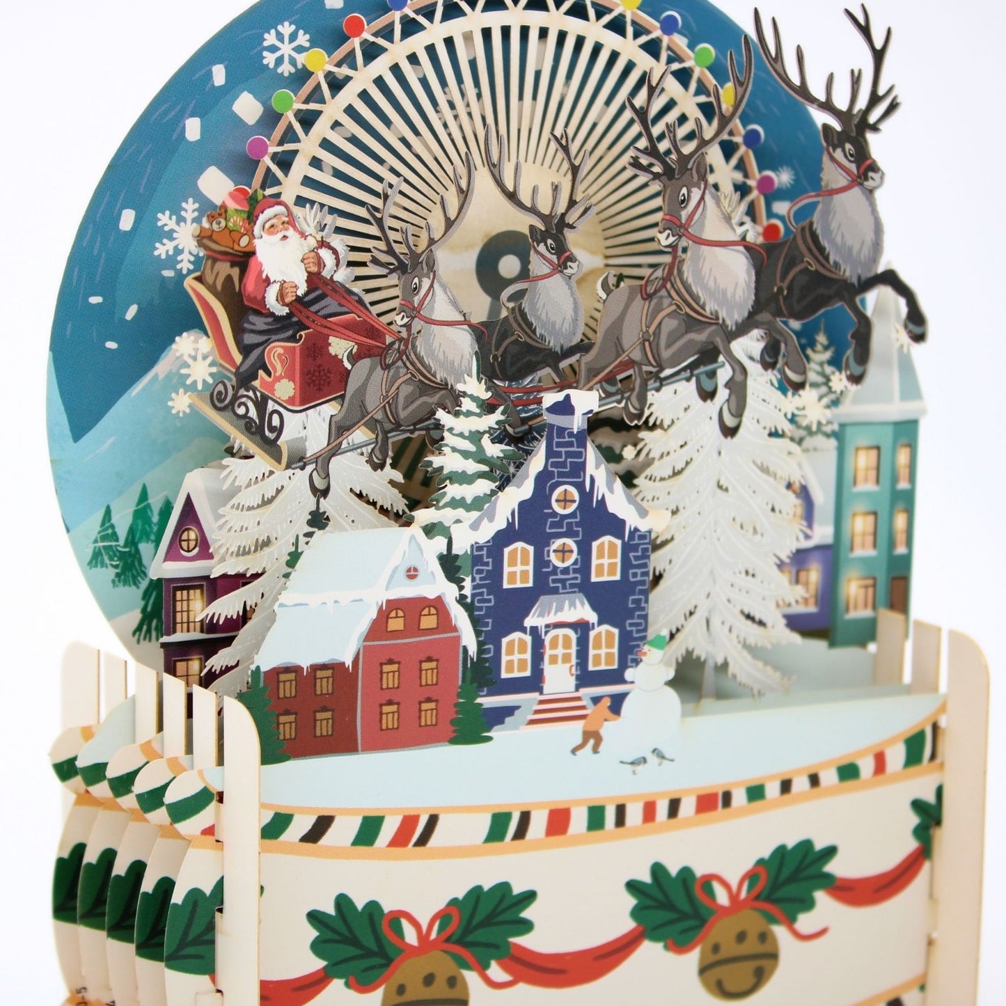 Pop Up 3D Christmas Card Santa's Festive Sleigh Freestanding Xmas Greeting Cards
