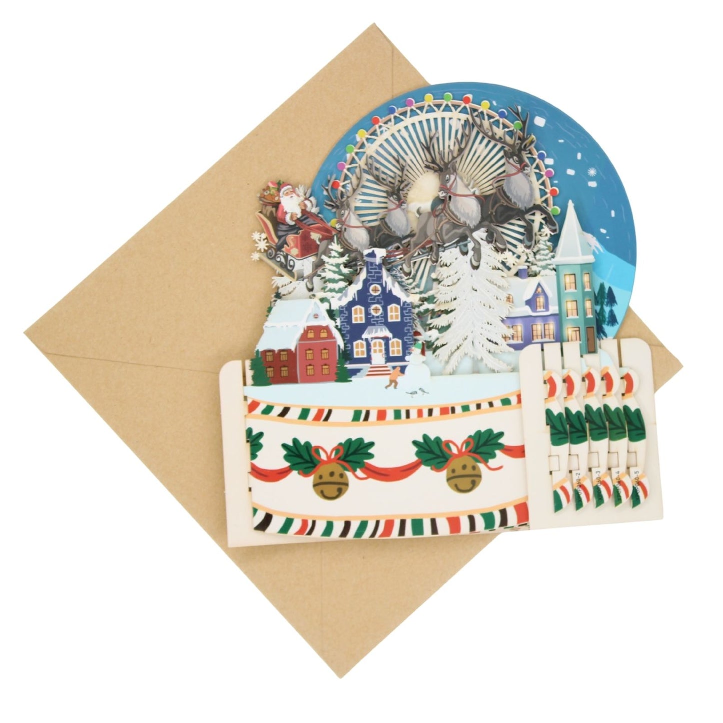 Pop Up 3D Christmas Card Santa's Festive Sleigh Freestanding Xmas Greeting Cards