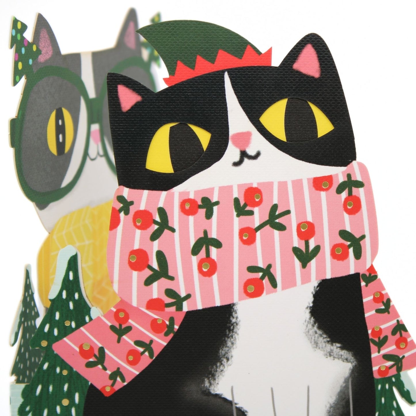 Cute Christmas Card Cat In A Scarf Fun Jiggly Eyes Xmas Greeting Cards For Kids