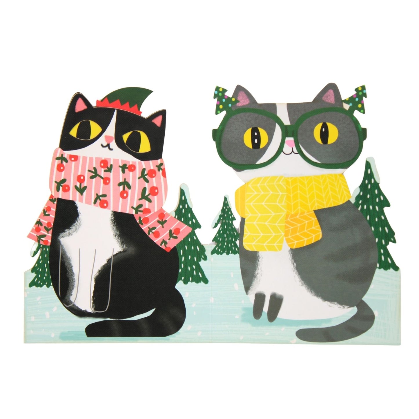 Cute Christmas Card Cat In A Scarf Fun Jiggly Eyes Xmas Greeting Cards For Kids