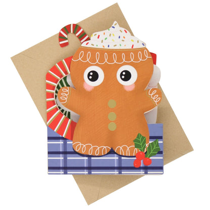 Cute Christmas Card Gingerbread Mug Fun Jiggly Eyes Xmas Greeting Cards For Kids