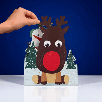 Cute Christmas Card Red Nose Reindeer Jiggly Eyes Xmas Greeting Cards For Kids