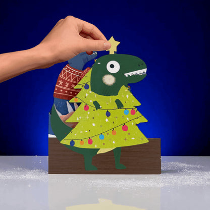 Cute Christmas Card Festive Dinosaurs Jiggly Eyes Xmas Greeting Cards For Kids