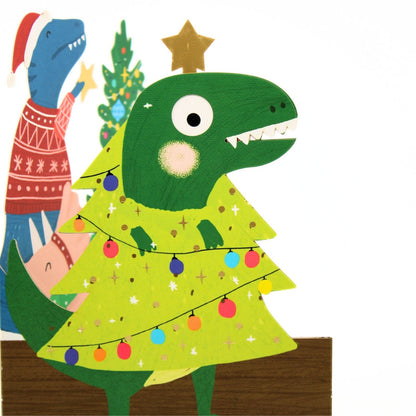 Cute Christmas Card Festive Dinosaurs Jiggly Eyes Xmas Greeting Cards For Kids