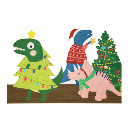 Cute Christmas Card Festive Dinosaurs Jiggly Eyes Xmas Greeting Cards For Kids