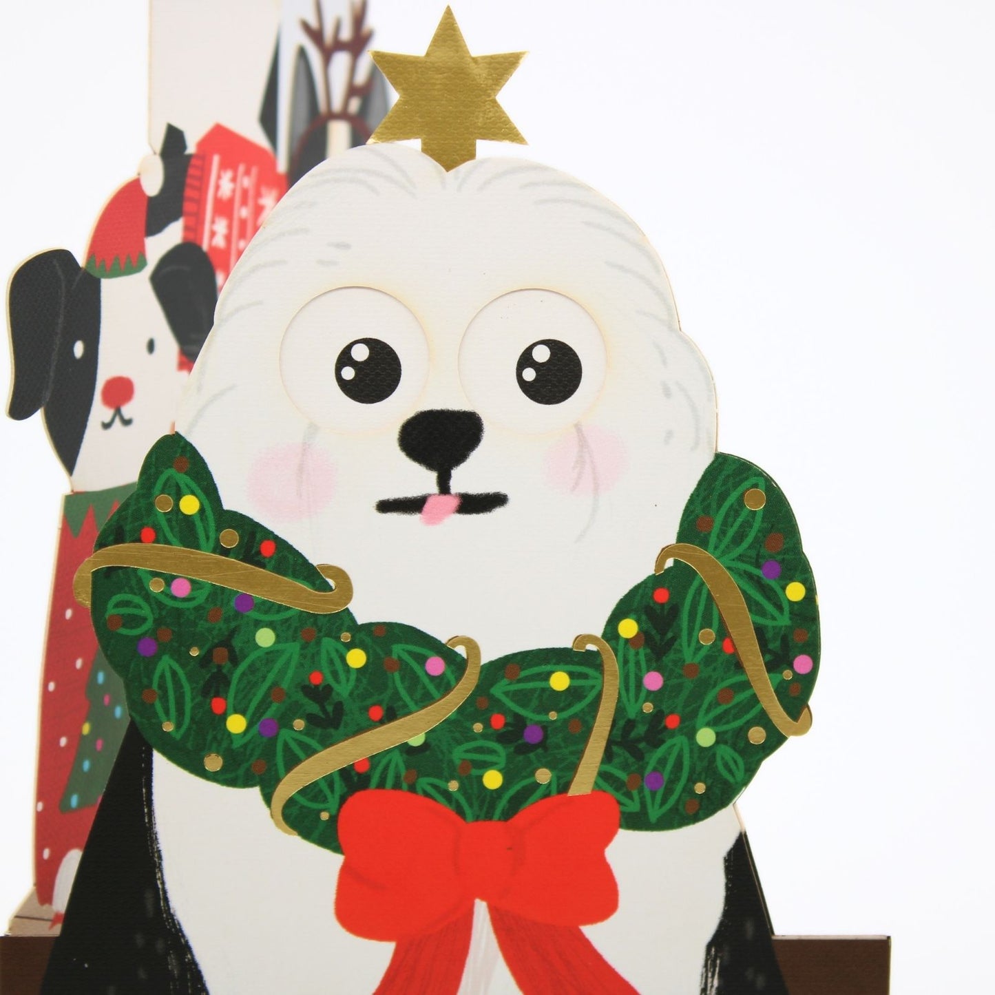 Cute Christmas Card Festive Dogs Fun Jiggly Eyes Xmas Greeting Cards For Kids