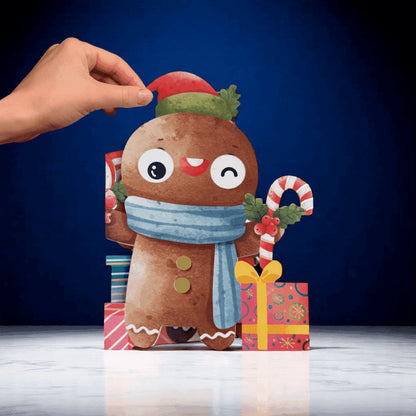 Cute Christmas Card Gingerbread Man Fun Jiggly Eyes Xmas Greeting Cards For Kids
