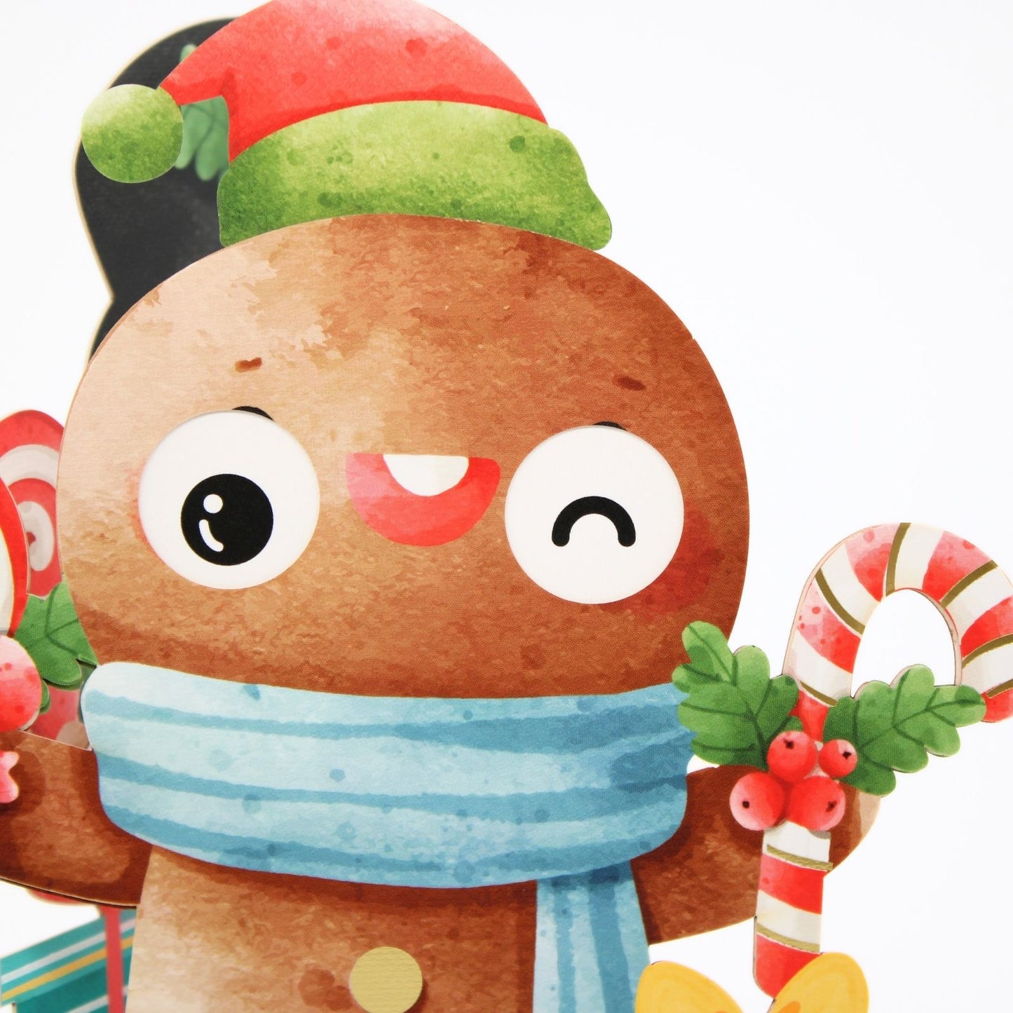 Cute Christmas Card Gingerbread Man Fun Jiggly Eyes Xmas Greeting Cards For Kids